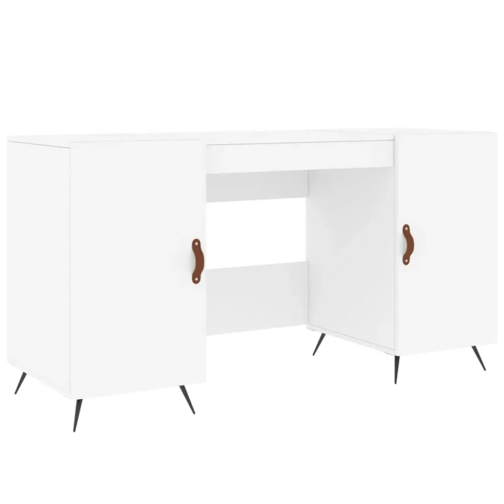 Bureau table poste de travail meuble d'ordinateur informatique étude 140 x 50 x 75 cm bois d'ingénierie blanc 02_0023519 |...