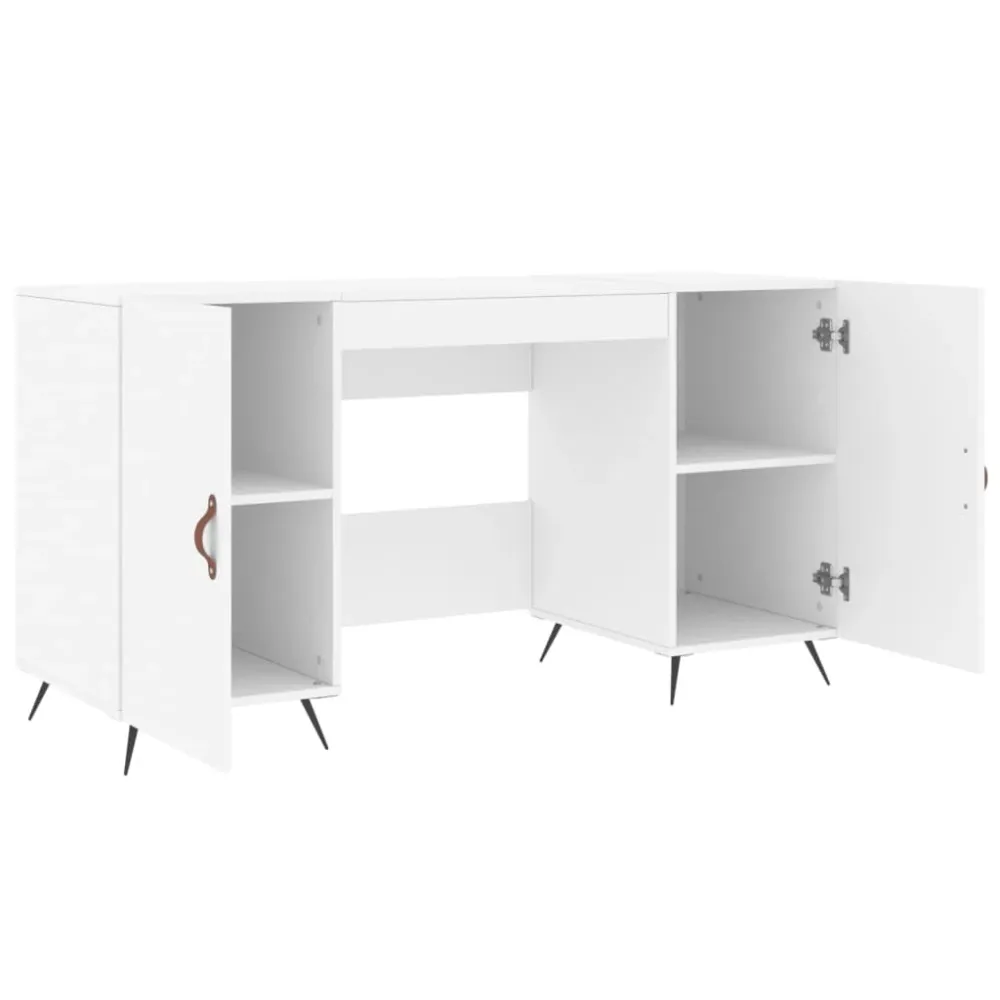 Bureau table poste de travail meuble d'ordinateur informatique étude 140 x 50 x 75 cm bois d'ingénierie blanc 02_0023519 |...