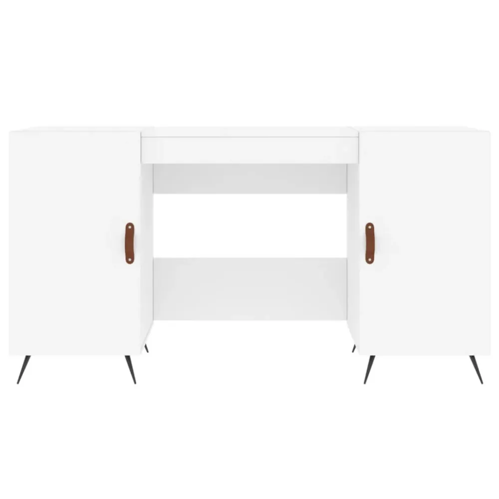 Bureau table poste de travail meuble d'ordinateur informatique étude 140 x 50 x 75 cm bois d'ingénierie blanc 02_0023519 |...