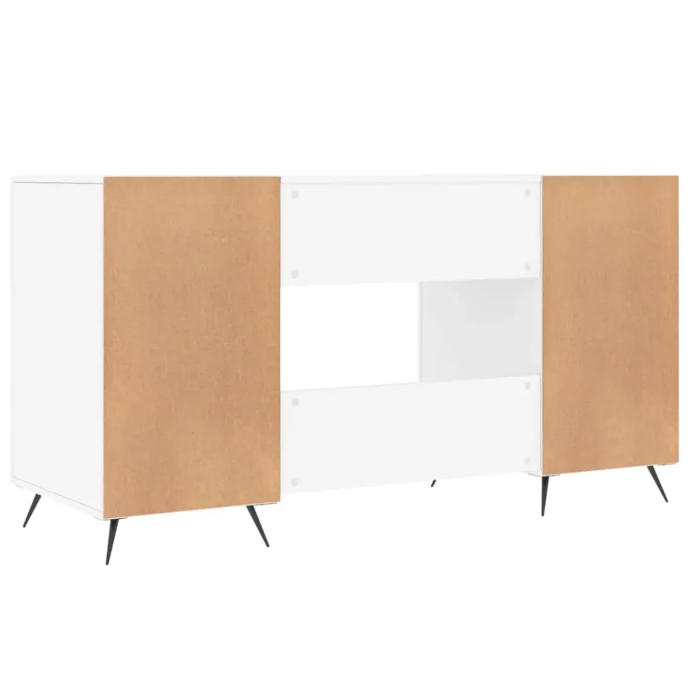 Bureau table poste de travail meuble d'ordinateur informatique étude 140 x 50 x 75 cm bois d'ingénierie blanc 02_0023519 |...