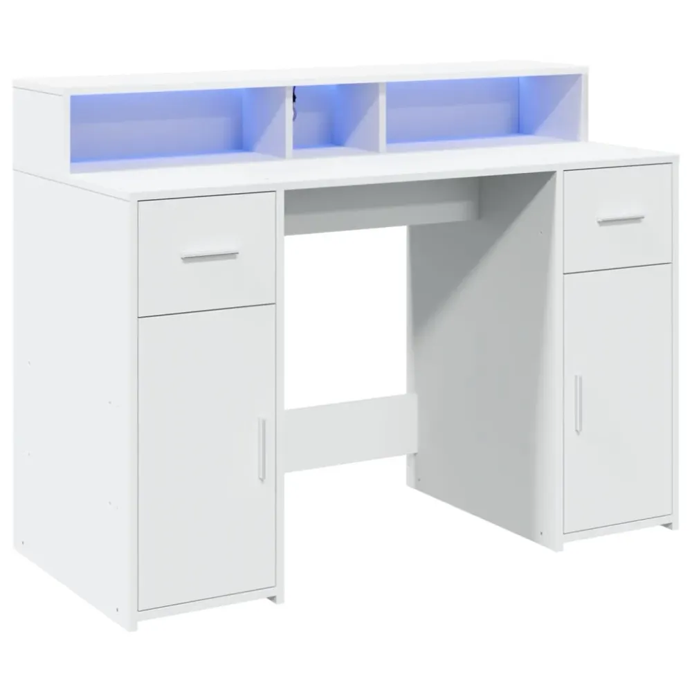 Certifié Plug-and-Play Bureau table poste de travail meuble d'ordinateur informatique étude avec lumières LED 120 x 55 x 9...