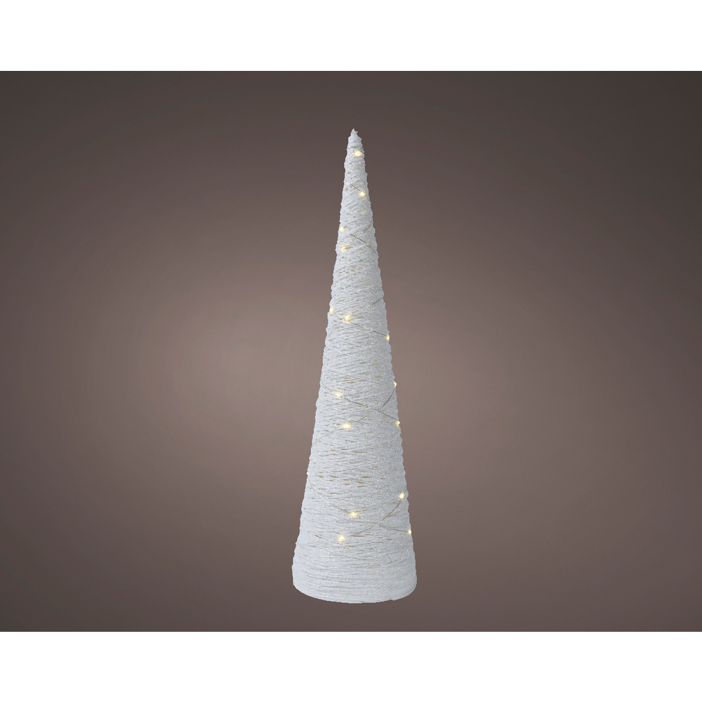 Décoration d'intérieur de Noël sur pile Pyramide LED blanche H.58cm | Sans Fil | Rechargeable |