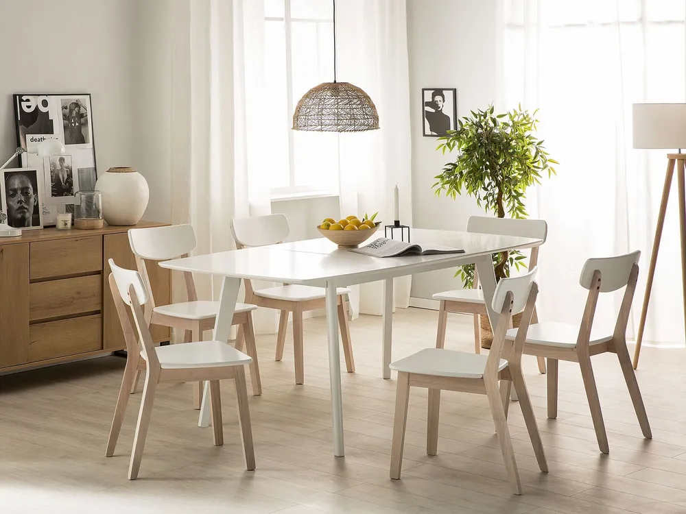 Extending Dining Table 120/160 x 80 cm Blanc pur SANFORD