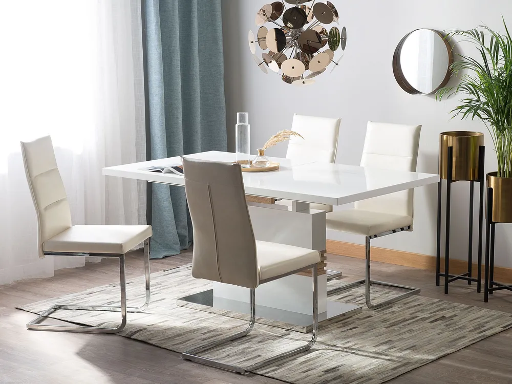 Extending Dining Table 160-200 x 90 cm Blanc pur SANTANA