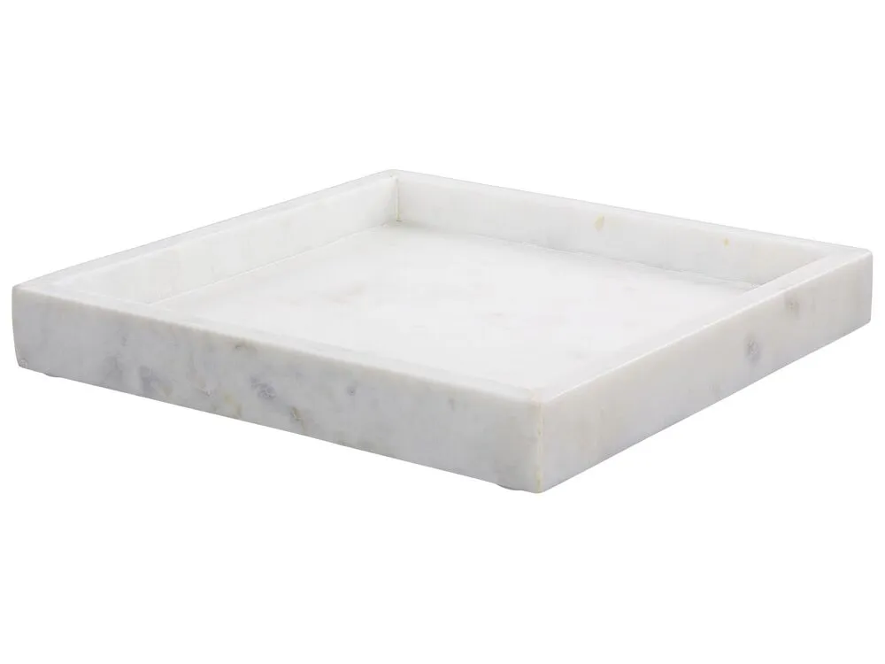 Plateau décoratif en marbre carré blanc KATERINI avec Télécommande