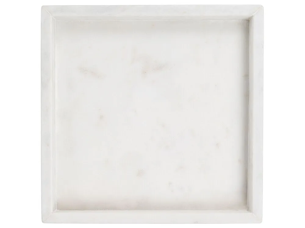 Plateau décoratif en marbre carré blanc KATERINI avec Télécommande
