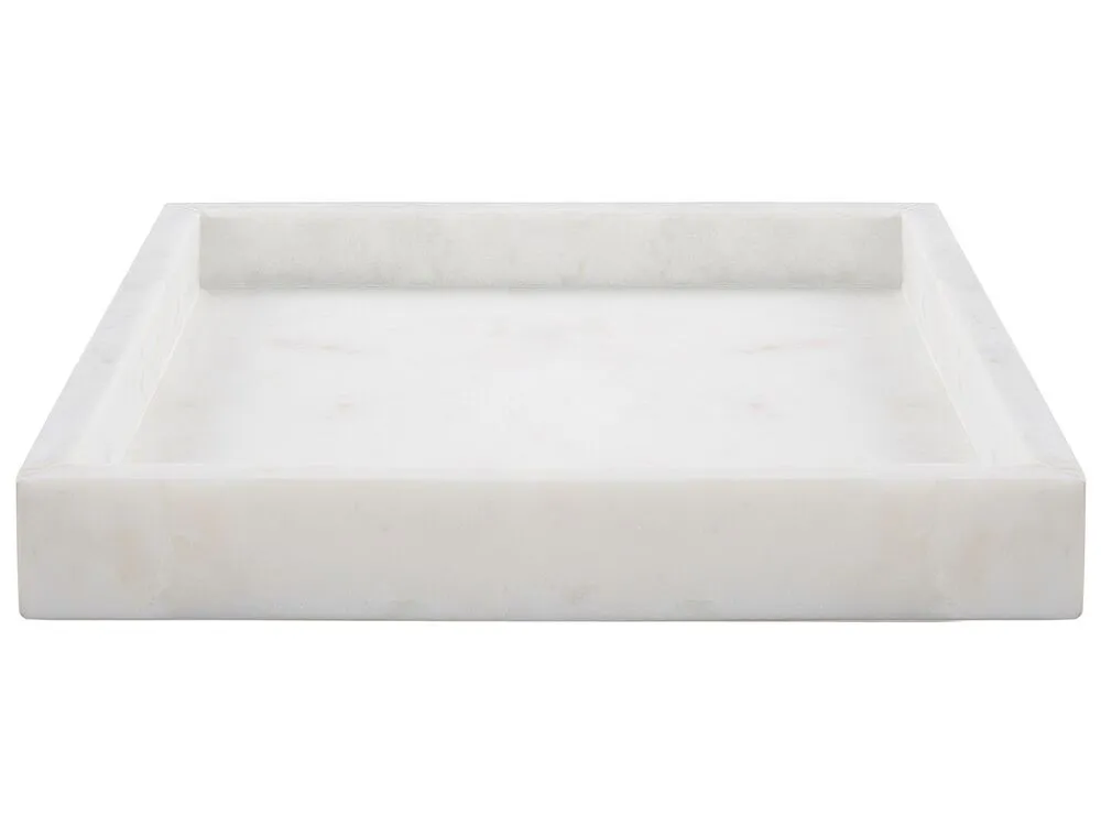 Plateau décoratif en marbre carré blanc KATERINI avec Télécommande