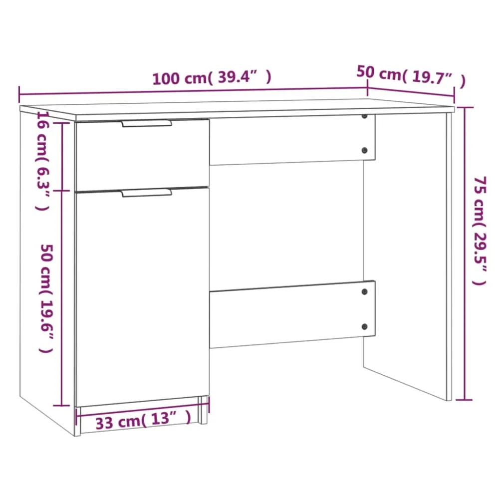 Pointeur Laser Bureau table poste de travail meuble d'ordinateur informatique étude 100 x 50 x 75 cm bois d'ingénierie bla...