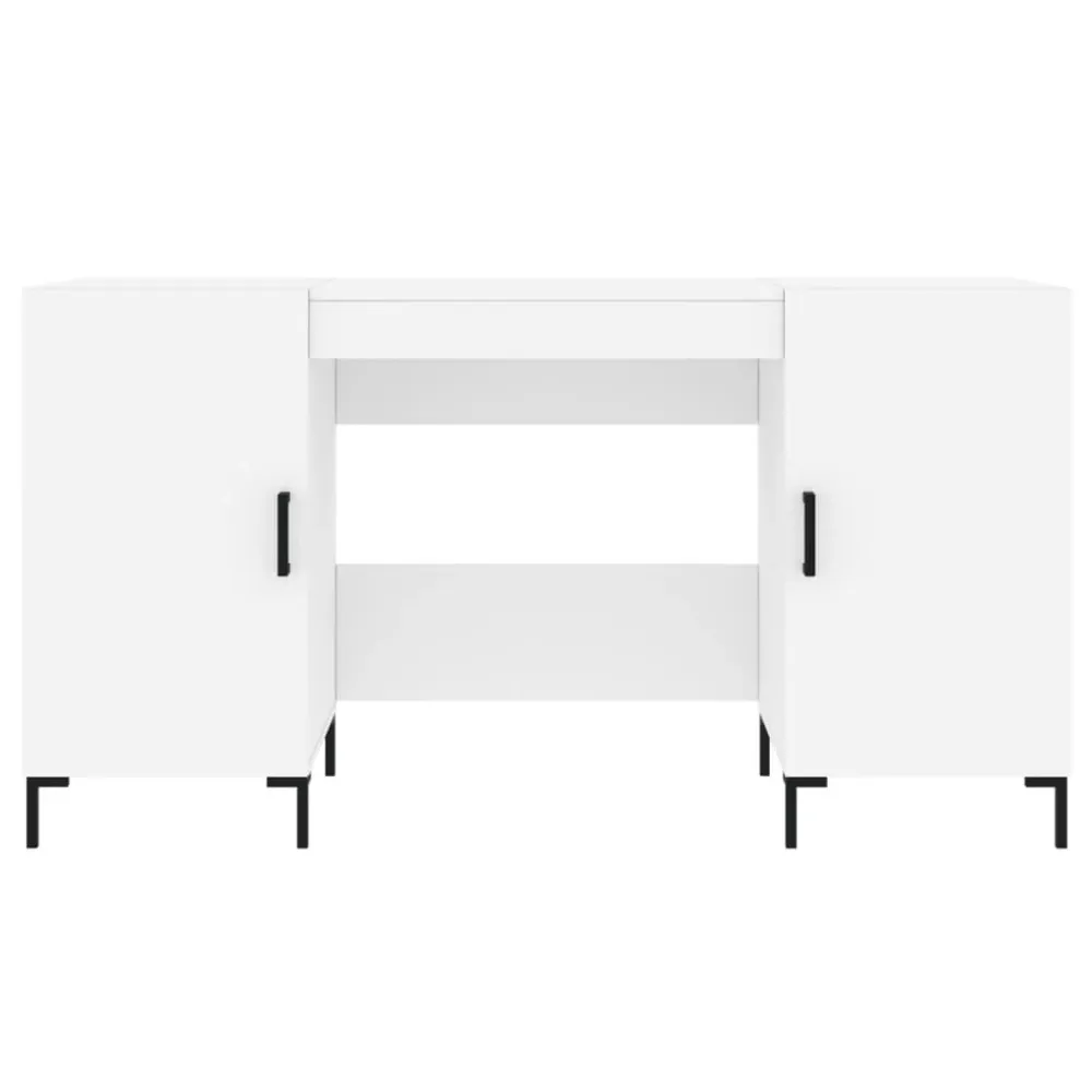 Premium Compatible VGA/HDMI Bureau table poste de travail meuble d'ordinateur informatique étude 140 x 50 x 75 cm bois d'i...