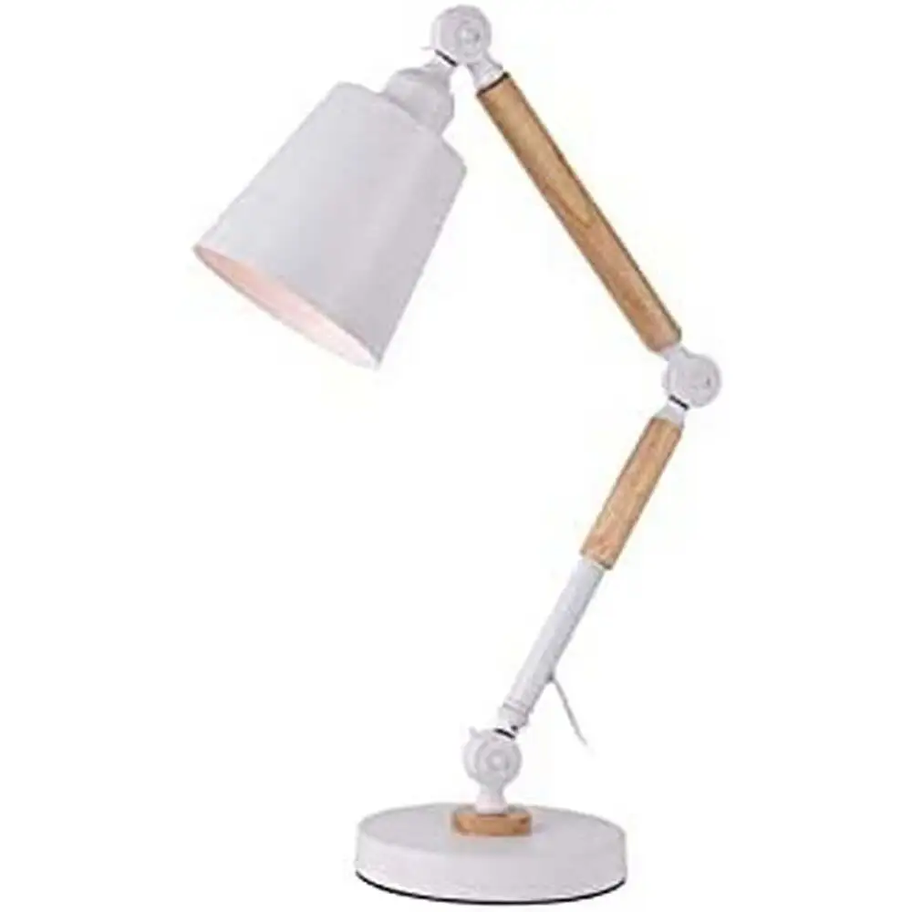 Premium Compatible VGA/HDMI Lampe de bureau EDM Bois Blanc Métal 60 W (Ø 18 x 53 cm)