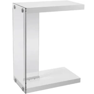 Premium Compatible VGA/HDMI Table D'Appoint - Blanc Brillant Avec Verre Trempé
