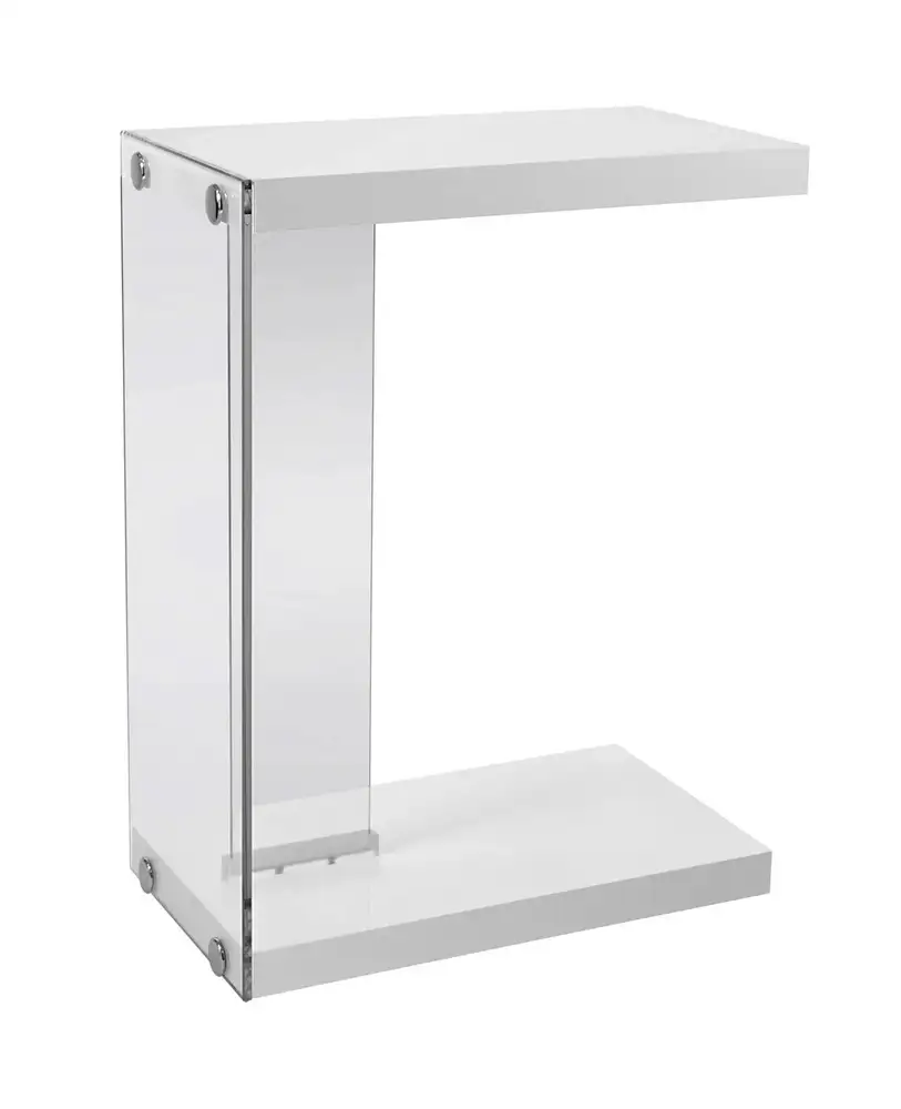 Premium Compatible VGA/HDMI Table D'Appoint - Blanc Brillant Avec Verre Trempé