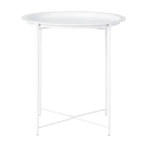 Premium Compatible VGA/HDMI VALINCO - Table d'Appoint Ronde Ø47cm Acier Blanc