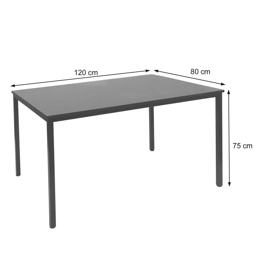 Projecteur Portable Bureau table d'ordinateur 120x80cm en MDF aspect chêne et acier noir 04_0001391