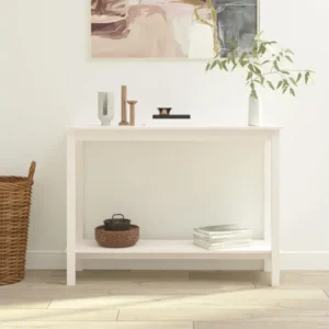 Projecteur de Présentation Table console Blanc 110x40x80 cm Bois massif de pin