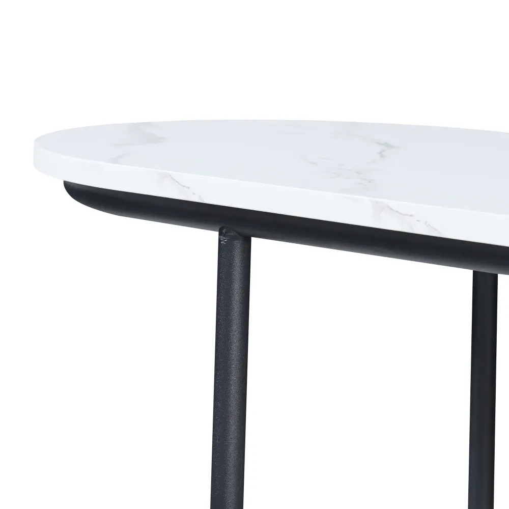 Table console 120 x 40 x 75 cm MDF effet marbre blanc 03_0010881 avec Mallette de Transport