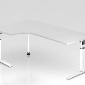Table d'angle Hammerbacher pied C 200x120cm 90° blanc/blanc forme d'angle 90° peut être montée à gauche...