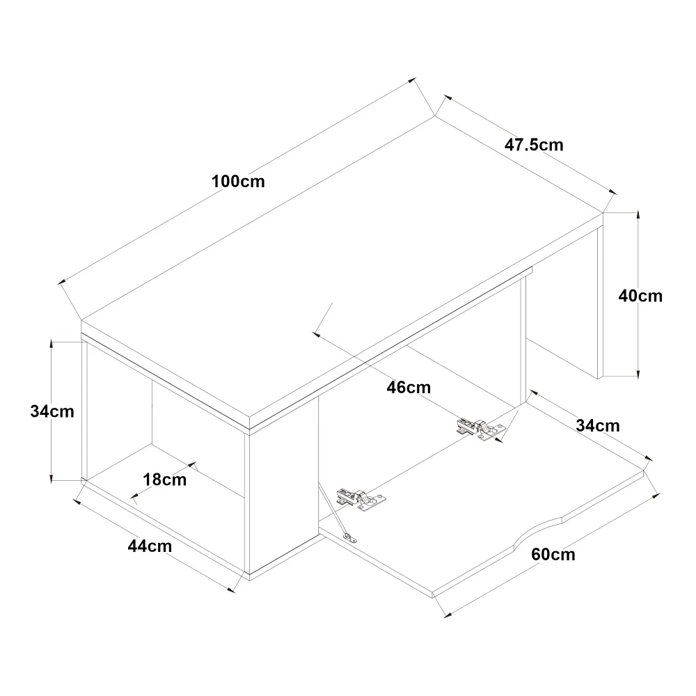 Table d'appoint 100 x 48 x 40 cm effet bois blanc 03_0010983 avec Résolution HD