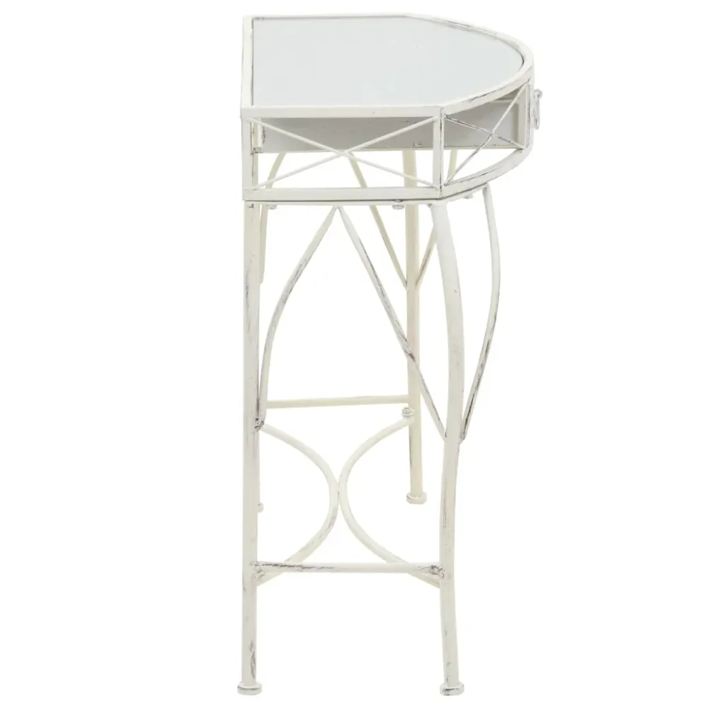 Table d'appoint console d'entrée avec tiroir 82 x 39 x 76 cm en métal blanc vieilli DEC032540 pour Vidéoconférence