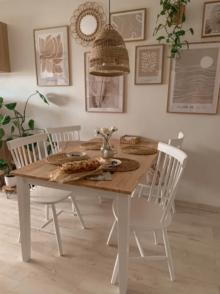 Table à manger en marron - blanc 114 x 68 cm GEORGIA | Compatible Tous Projecteurs