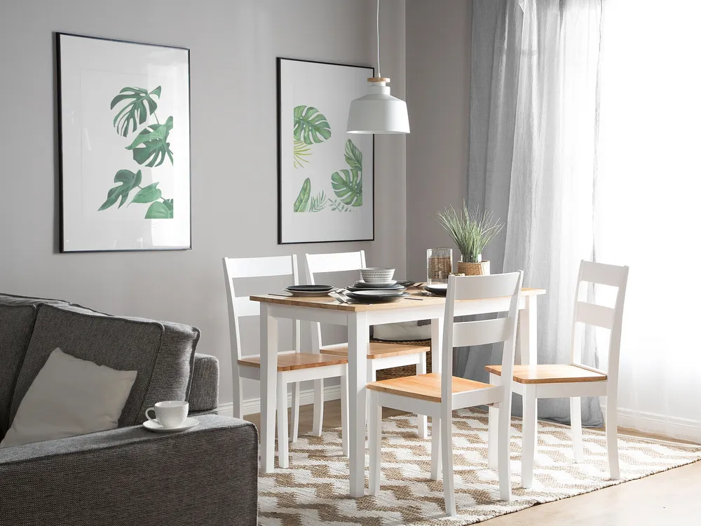 Table à manger en marron - blanc 114 x 68 cm GEORGIA | Compatible Tous Projecteurs