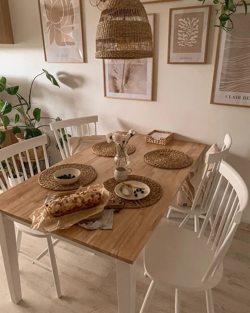 Table à manger en marron - blanc 114 x 68 cm GEORGIA | Compatible Tous Projecteurs