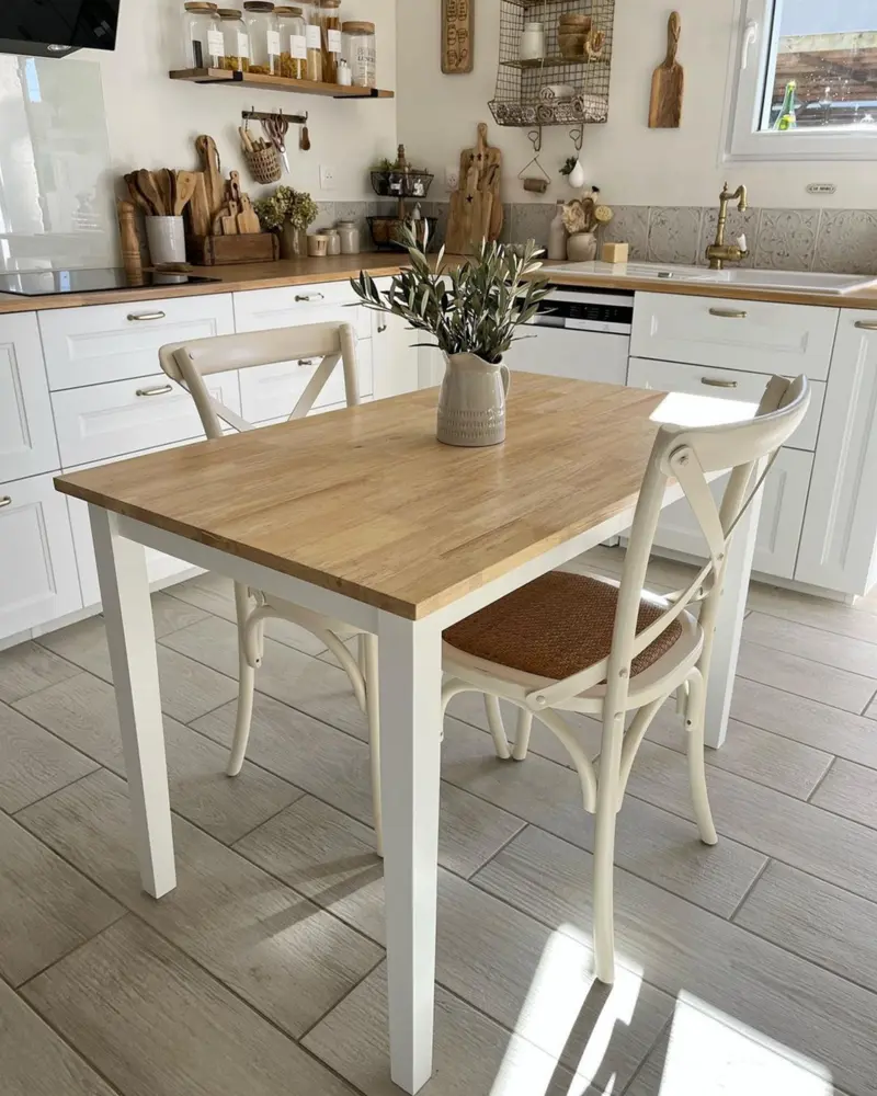 Table à manger en marron - blanc 114 x 68 cm GEORGIA | Compatible Tous Projecteurs