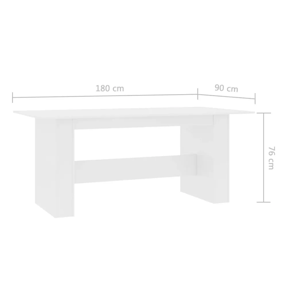 Table de salle à manger design tendance 180 x 90 x 76 cm bois d’ingénierie blanc DEC036762