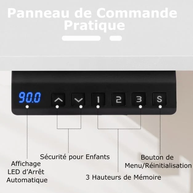Tableau Blanc Interactif Bureau electrique avec 3 réglages de hauteur à mémoire bureau réglable en hauteur 2 crochets de s...