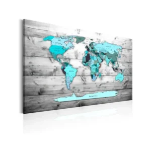 Tableau Cartes du monde World Map: Blue World : Taille - 120 x 80 cm