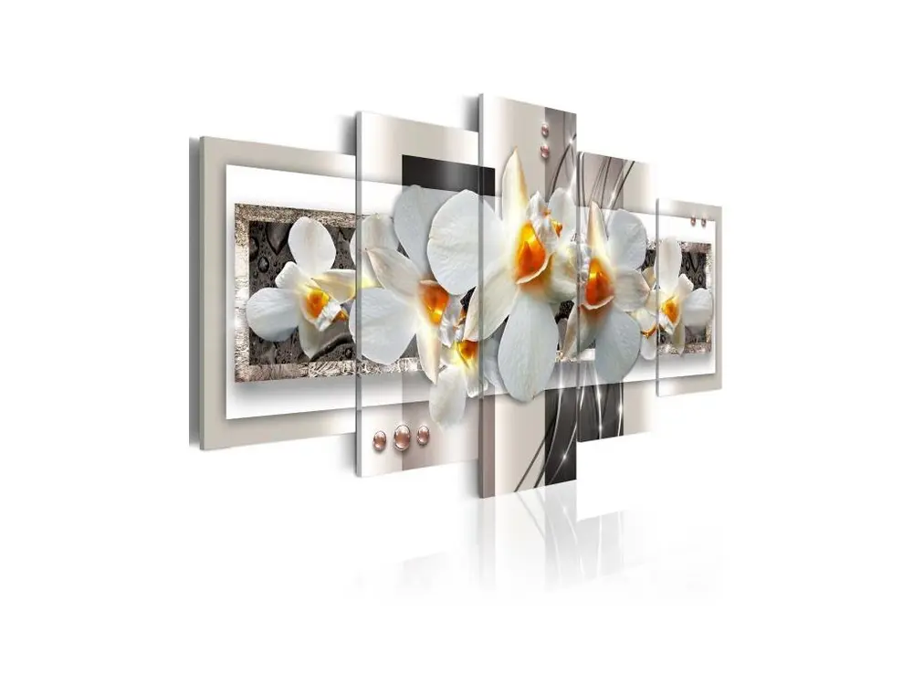 Tableau Fleurs Blanc pur discretion : Taille - 200 x 100 cm
