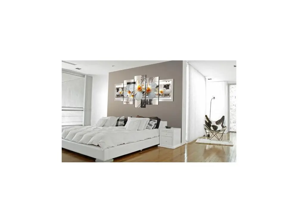 Tableau Fleurs Blanc pur discretion : Taille - 200 x 100 cm