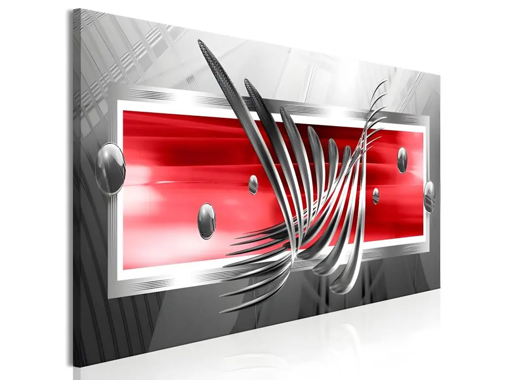 Tableau Silver Wings (1 Part) Fin Red : Taille - 120 x 40 cm