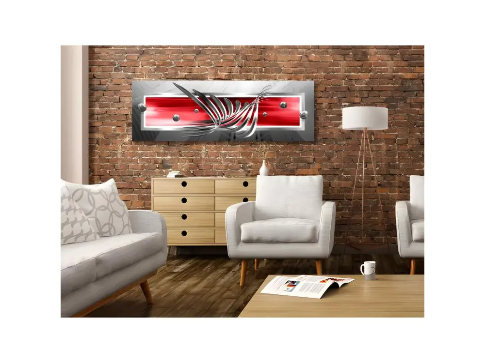 Tableau Silver Wings (1 Part) Fin Red : Taille - 120 x 40 cm