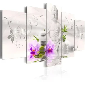 Tableau Zen Blanc pur Buddha : Taille - 100 x 50 cm