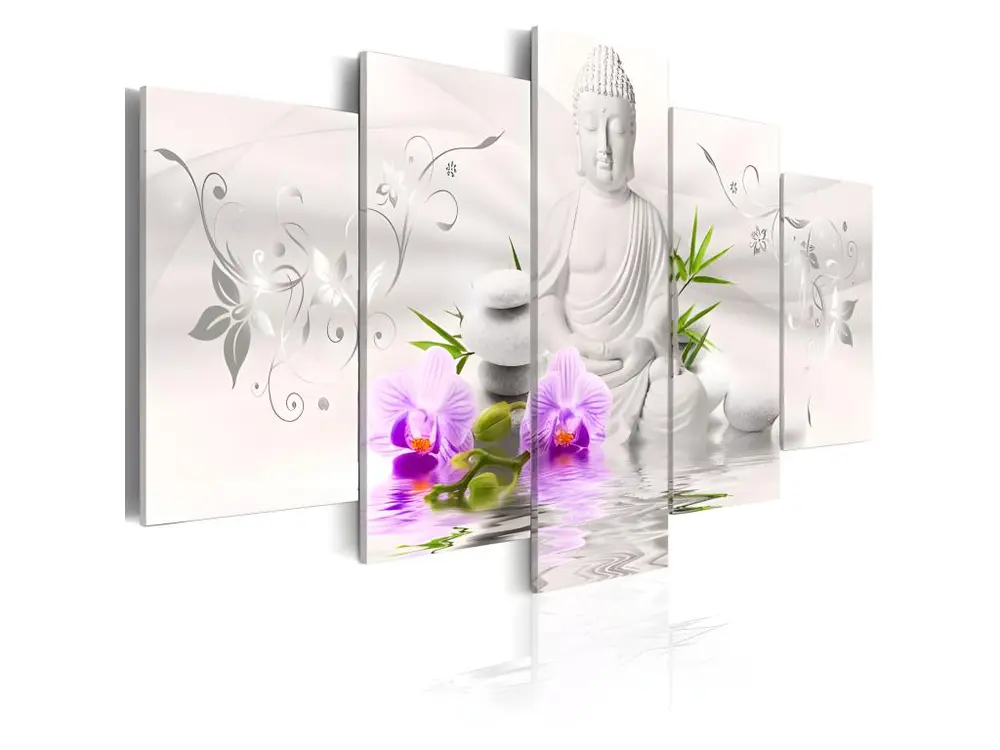 Tableau Zen Blanc pur Buddha : Taille - 100 x 50 cm