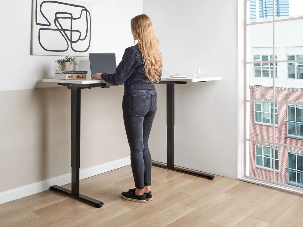 Verstelbaar bureau Elektrisch Rechterzijde Wit DESTINES avec Télécommande