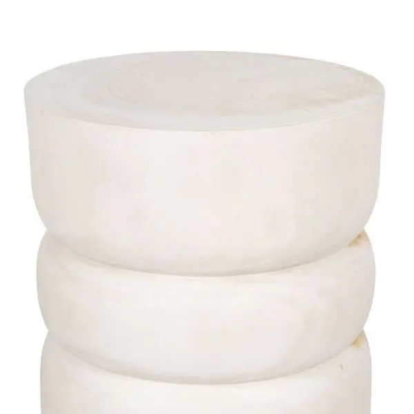 Visualiseur de Documents Table d'Appoint Ethnique en Bois Sculpté Blanc