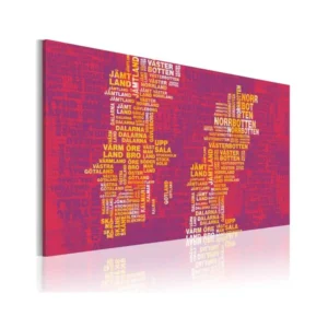 Tableau Cartes du monde Carte de la Suède sur fond rose : Taille - 60 x 40 cm