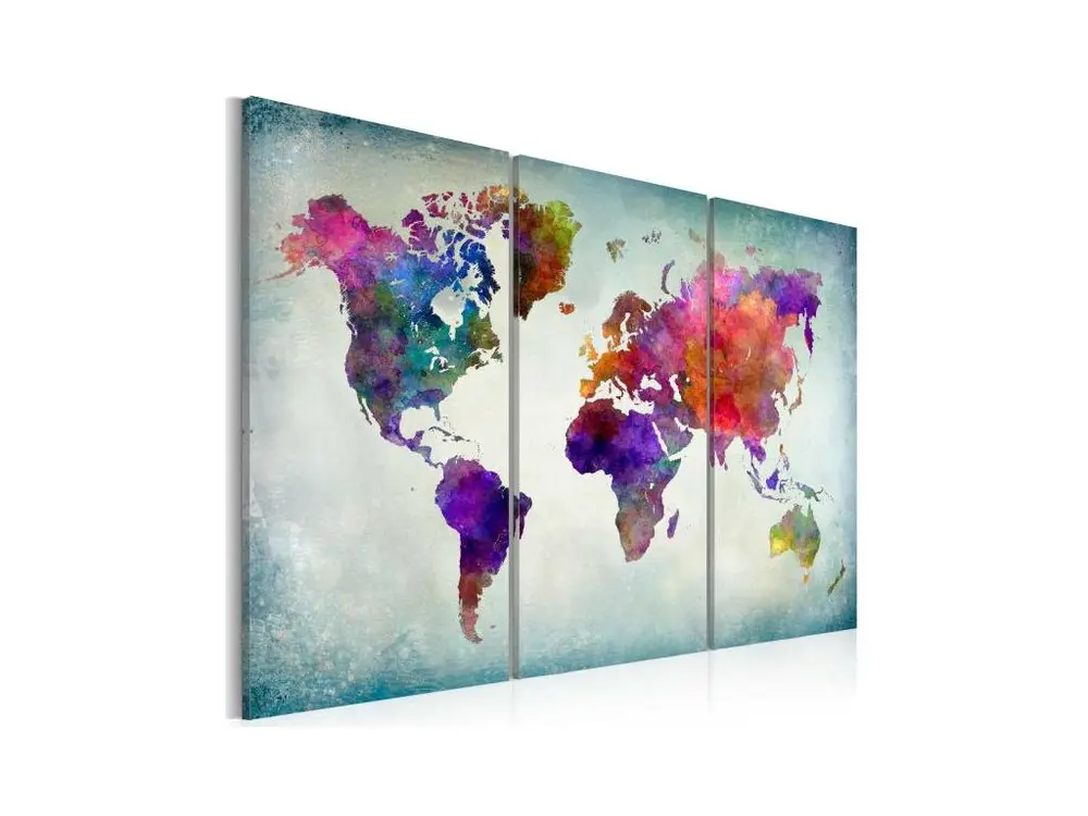 Tableau Cartes du monde Monde coloré : Taille - 120 x 80 cm