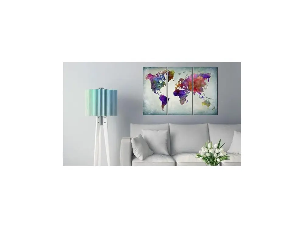 Tableau Cartes du monde Monde coloré : Taille - 120 x 80 cm