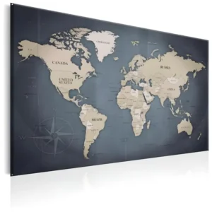 Tableau Cartes du monde World Map: Shades Grey : Taille - 120 x 80 cm