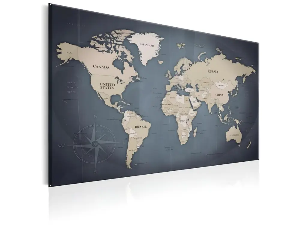 Tableau Cartes du monde World Map: Shades Grey : Taille - 120 x 80 cm