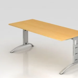 Bureau Hammerbacher pied C 180x80cm hêtre hauteur de travail 65 - 85 cm VFS19/6/S acquérir à bas prix avec revêtement rési...