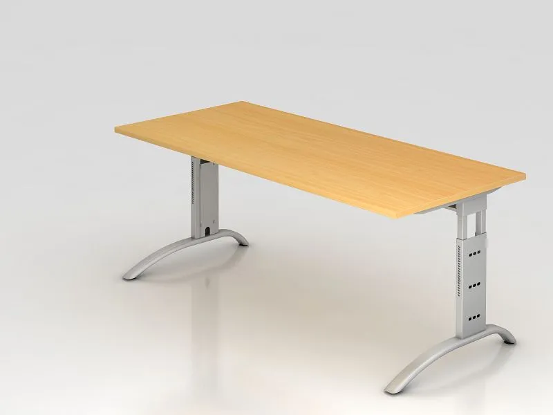 Bureau Hammerbacher pied C 180x80cm hêtre hauteur de travail 65 - 85 cm VFS19/6/S acquérir à bas prix avec revêtement rési...