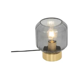 Lampe de table design en laiton avec verre fumé - Stiklo avec certificat PEFC