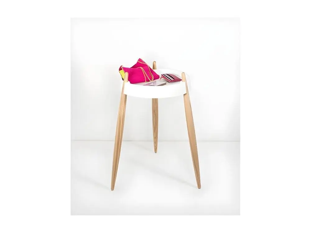 Surface de travail antidérapante Zafferano Table Basse LIOLÀ h67cm Blanc - Frêne Naturel