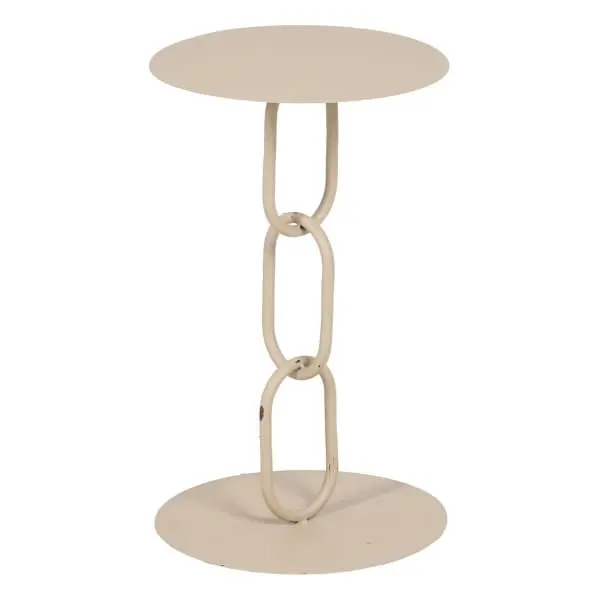 Table d'Appoint Design Maillons en Fer Sable avec plateau en chêne massif