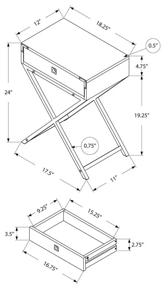 Table D'Appoint - 24"H / Marbre Chamois / MéTal Doré pour configuration en L