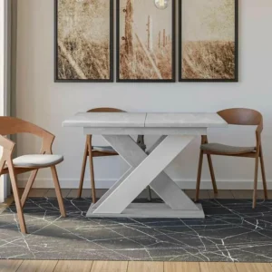 Table Goodyear 117, Gris|Blanc, 75x90x120cm, Allongement, Stratifié